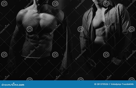 Gays With Muscle Strong Naked Torsos Chests Bellies Six Packs Abs Arms In Blue Shirt