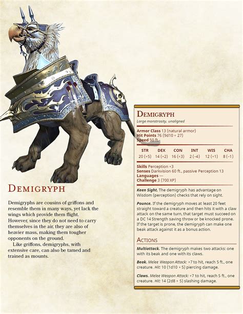 Demigryph Dungeons And Dragons 5e Dnd Dragons Dungeons And Dragons
