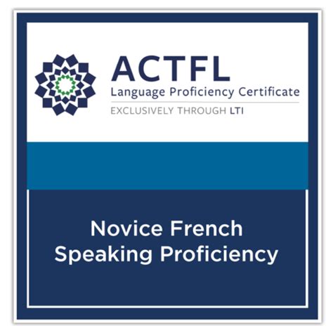 French Speaking Proficiency Novice High Credly