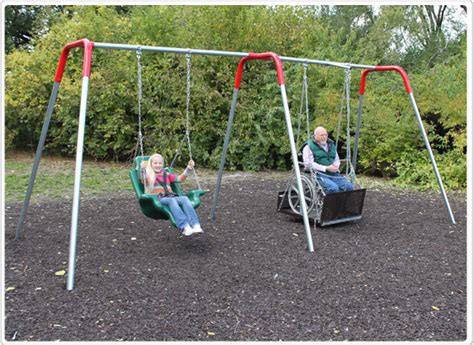 Accessible Swing Set With Seat And Platform