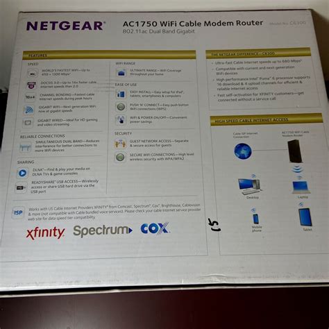 Netgear 1750 Mbps Router C6300 Ac1750 Wi Fi Cable Modem W Original