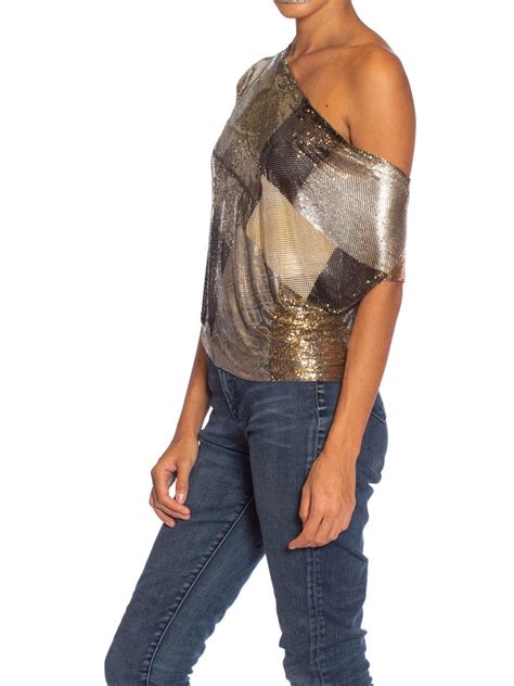 Morphew Collection Gunmetal Patchwork Metal Mesh Top For Sale At 1stdibs