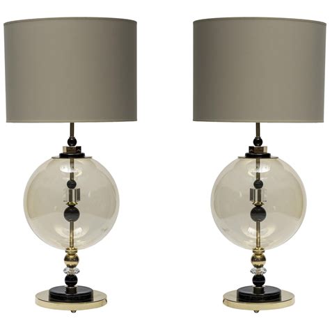 A Pair Of Murano Glass And Brass Table Lamps At 1stdibs