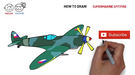 Add detail to the body 7. How to Draw a Airplane for Kids | Super-marine Spitfire ...