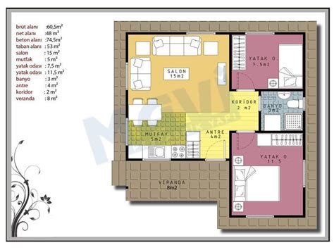Prefabrik Ev 60,5 m² | Mavi Prefabrik Yapı