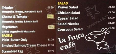 Menu At La Fuga Cafe London