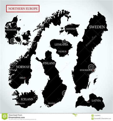 Mapas Del Vector De Europa Del Norte Ilustración Del Vector Ilustración De Conjunto Islandia