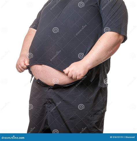 Fat Man With A Big Belly Stock Image Image Of White 31615119