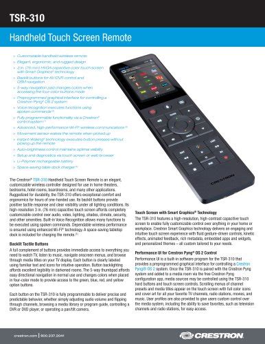 All Crestron Catalogs And Technical Brochures