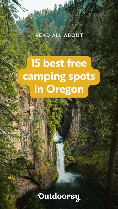 A Waterfall Surrounded By Trees With The Words 15 Best Free Camping