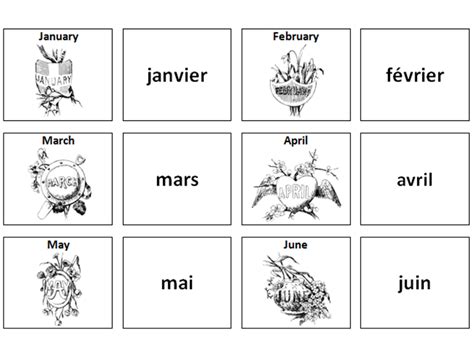 Months French Vocabulary Card Sort Teaching Resources