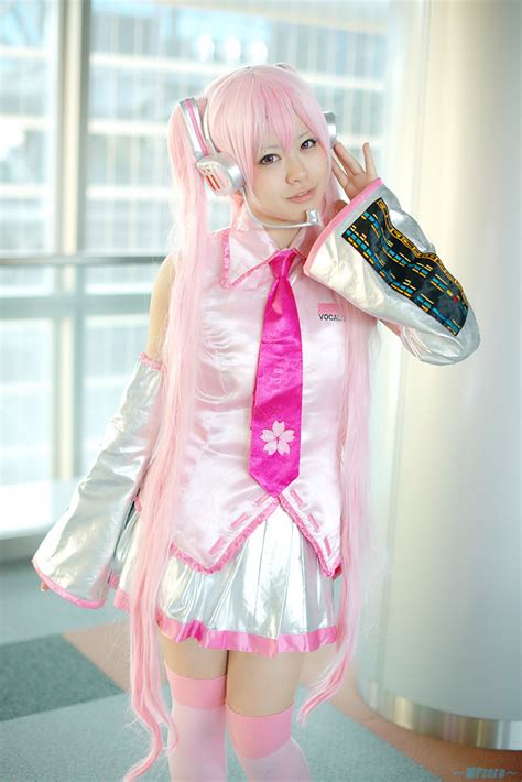 blouse cosplay detached sleeves hatsune miku headset miniskirt nukokan pantyhose pink hair pink