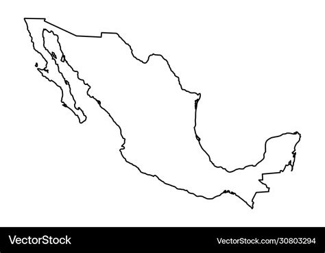 Mexico Outline Map Royalty Free Vector Image Vectorstock