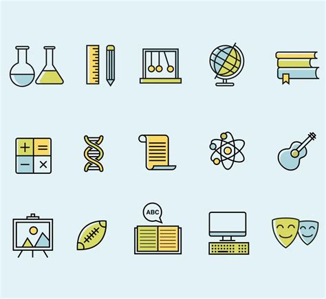 15 School Subject Icons Ai Psd In 2020 School Subjects Game Card