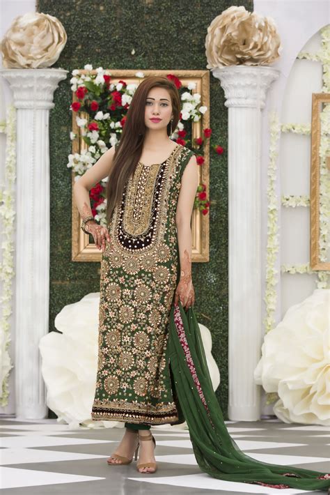 exclusive bottle green mehndi dress exclusive online boutique