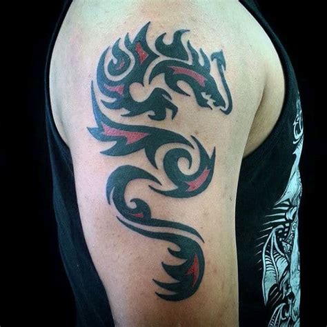Tribal shoulder and arm lion designs 60 Tribal Dragon Tattoo Designs For Men - Mythological Ink ...