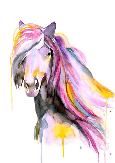 Watercolor Horse Painting Watercolor Print Animal Poster Home