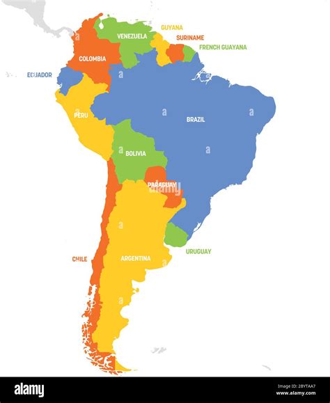 South America Region Map Of Countries In Southern America Vector
