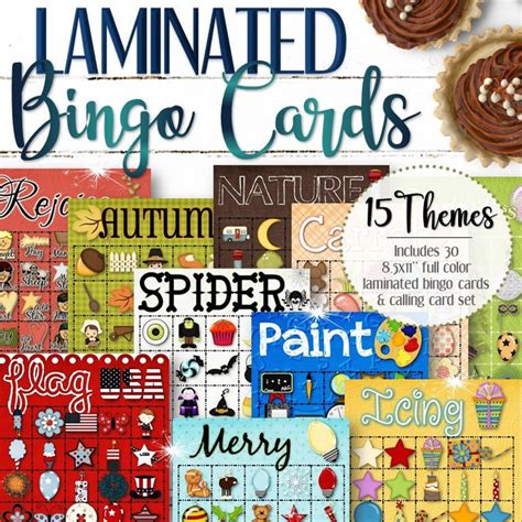 30 Laminated Themed Bingo Cards Printed Version Etsy