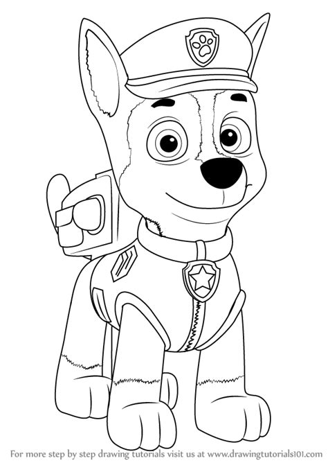 Learn How to Draw Chase from PAW Patrol (PAW Patrol) Step by Step