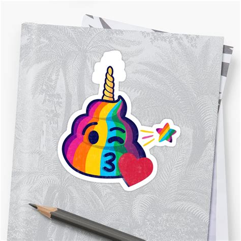 Cute And Magical Rainbow Unicorn Poop Emoji Birthday T Sticker By