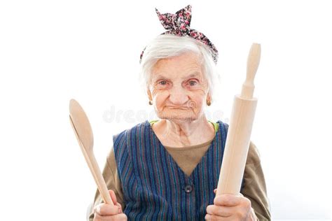 Senior Woman Holding Rolling Pin Stock Image Image Of Life Domestic