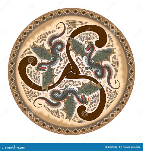 Ancient Celtic Symbol. Triple Trickle Spiral Ornament With Fantasy