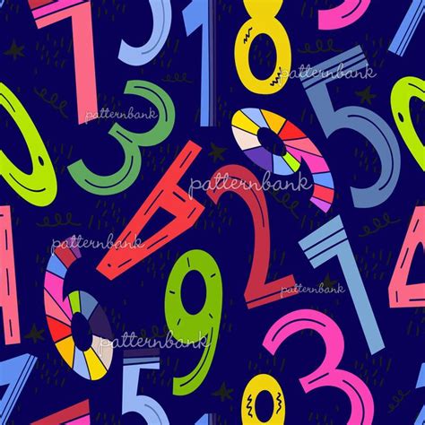 Colorful Numbers By Anna Tseshkovskaya Seamless Repeat Vector Royalty