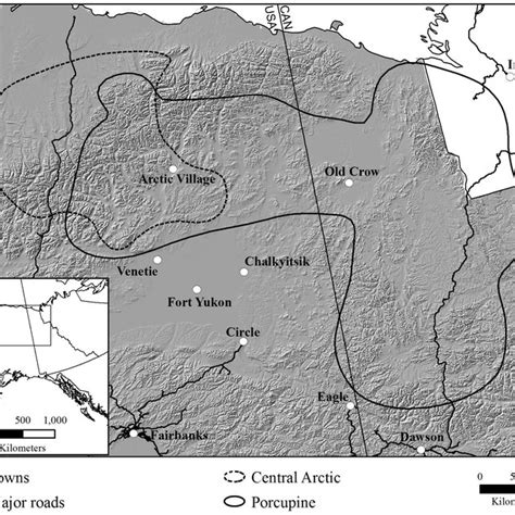 Simulation Domain And Winter Ranges Of The Central Arctic And Porcupine