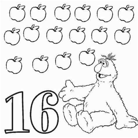 Numbers 16 Sixteen Coloring Pages Coloring Pages Sesame Street