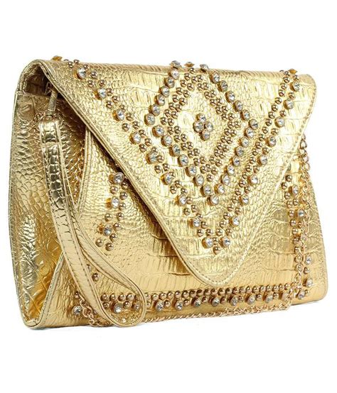 Buy Kiara 10638golden Gold Clutch At Best Prices In India Snapdeal