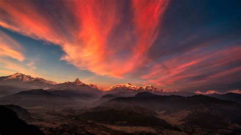 Tibet Mountains Sunset Sky Panorama 1920x1080 Rwallpaper