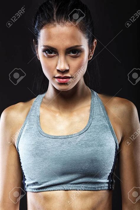 Closeup Portrait Of Sporty Beautiful Brunette Woman AD Sporty