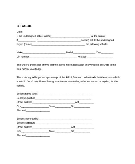 Free 9 Sample General Bill Of Sale Forms In Pdf Word Excel