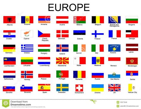 Illustration About List Of All European Country Flags Illustration Of