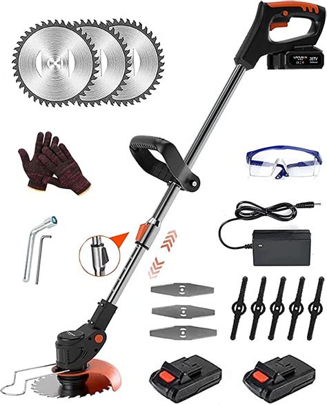 Strimmers Electric Heavy Duty Metal Blade Cordless Garden Trimmer V Adjustable Head And