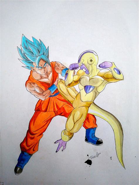 Goku Ssj Dios Azul Vs Golden Freezer By Alin Oc By Josealin On DeviantArt