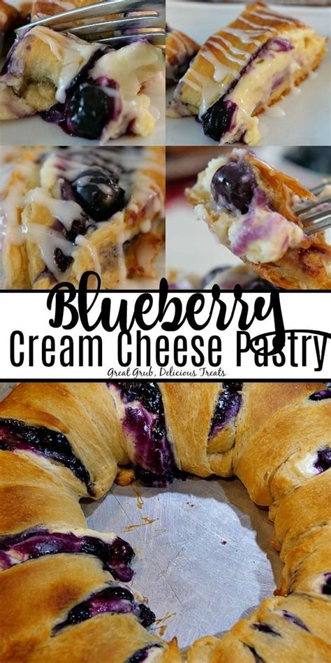Blueberry Cream Cheese Pastry Is Filled With A Cream Cheese Filling
