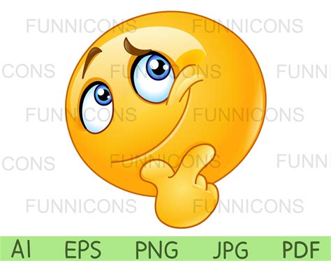 Thinking Face Emoji Clipart Vector Illustration Ai Eps Png Etsy