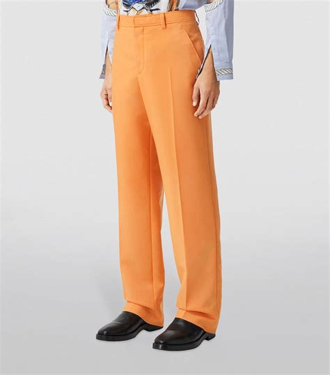 Mens Burberry Orange Mohair Wool Trousers Harrods Uk