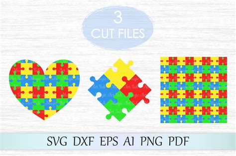 Compatible with cricut, silhouette and other cutting machines. Puzzle, Autism awareness, Puzzle heart SVG, DXF, EPS, AI ...