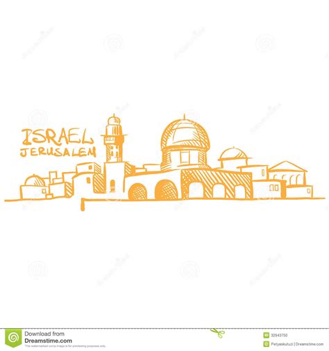 Jerusalem is the religious and historical epicenter of the world. Israel Jerusalem vector illustratie. Illustratie bestaande ...