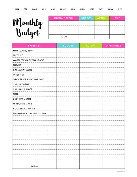 Cute Budget Planner Printable