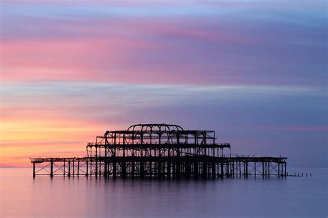 Brighton Old West Pier At Sunset East Sussex East Sussex Brighton Pier