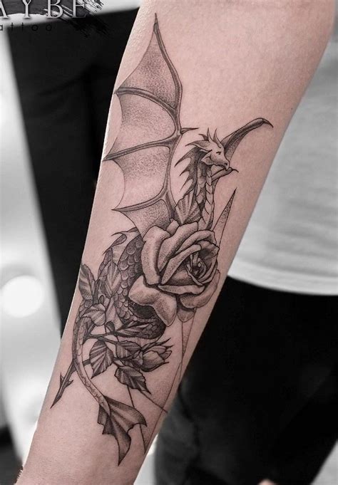 Dragon Rose Dragon Sleeve Tattoos Body Art Tattoos Flower Tattoo