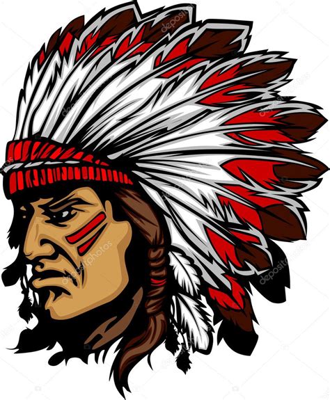 Indian Chief Mascot Head Vector Graphic ⬇ Vector Image By © Chromaco