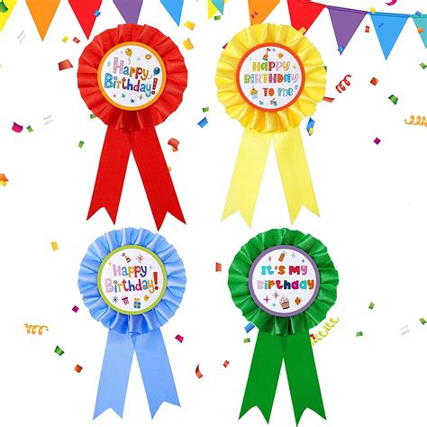 12 Pieces Happy Birthday Award Ribbon Birthday Tinplate