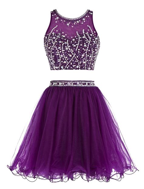 Sexy Short Beading Prom Dress Two Pieces Tulle Evening Dress On Luulla