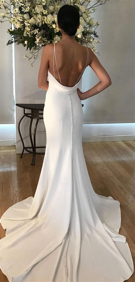 Tamora Wedding Dress By Kelly Faetanini Fitted Crepe Fit To Flare Bridal Gown Backless