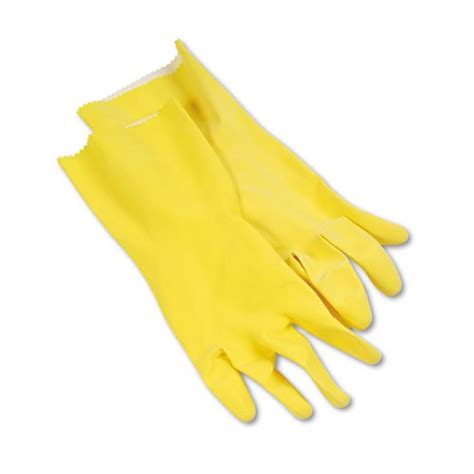 Boardwalk Flock Lined Latex Cleaning Gloves Large Yellow Pairs Smith S Janitorial Supply